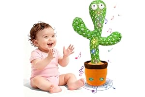 HUNFUR Interactive Baby Toys Dancing Talking Cactus Toy,Funny Gift for Infant 6-18 Months, Singing Musical Record Repeat What You Say Light Up Toy for Toddler 1 2 3 Year Old Boy Girl (Volume Adjustment)