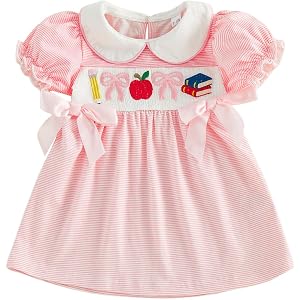Toddler Girl Back to School Dress Apple Embroidery Preschool Kindergarten First Day of School Outfits