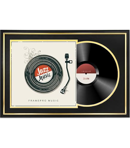 CreativePF Double LP Vinyl Record Frame - Display 2 Albums With White Mat & Glass (16x30, Black)