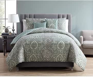 Amazon.com: 5 Piece Sage Green Gray Paisley Pattern ...