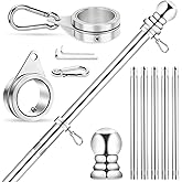 Flag Pole for House, REERON 6 FT Stainless Steel Spinning Flagpole Kit, 1" Rustproof Porch Flagpole with 360° Tangle Free Metal Flagpole Ring for Residential Outdoor Sport for 3x5 Flag, Without Holder