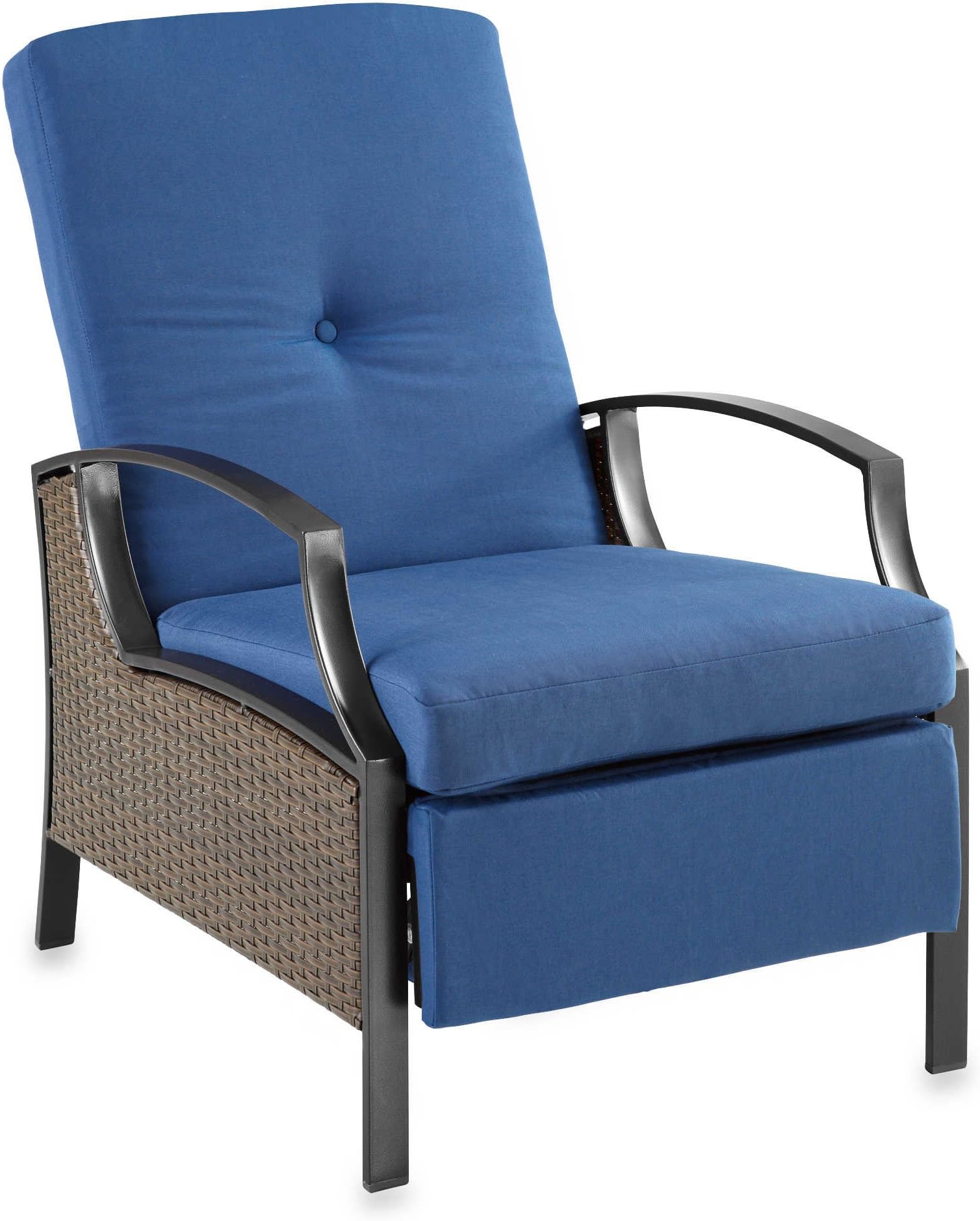 Wicker Recliner With Cushion Mix And Match (Blue/Black)