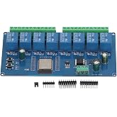 8 Channel WiFi Relay Module, WROOM-32E 4M Flash DC5-30V | IoT Control Board, BLE, Optocoupler Isolation, PCB I/O Pins Exposed, AC250V Load Control, Home Automation