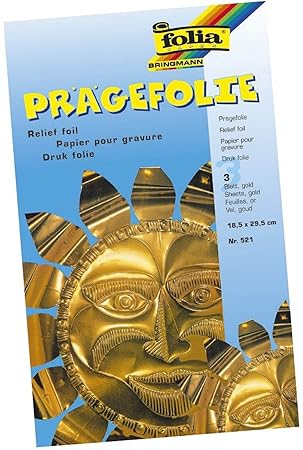 folia Prägefolie Mappe 19x30 cm gold 3 Blatt