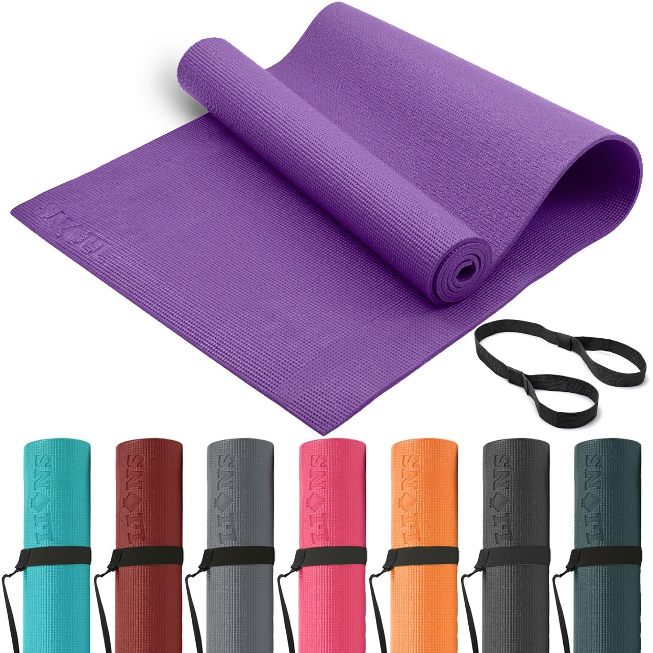 Lions Travel Yoga Mat - Premium Yoga Mats for Women with Carry Strap, 181 x 61 x 0.6 cm, Lightweight Anti-Slip Eco Friendly Workout Mat, Ideal for Exercise Fitness Training Pilates Gym (Purple)