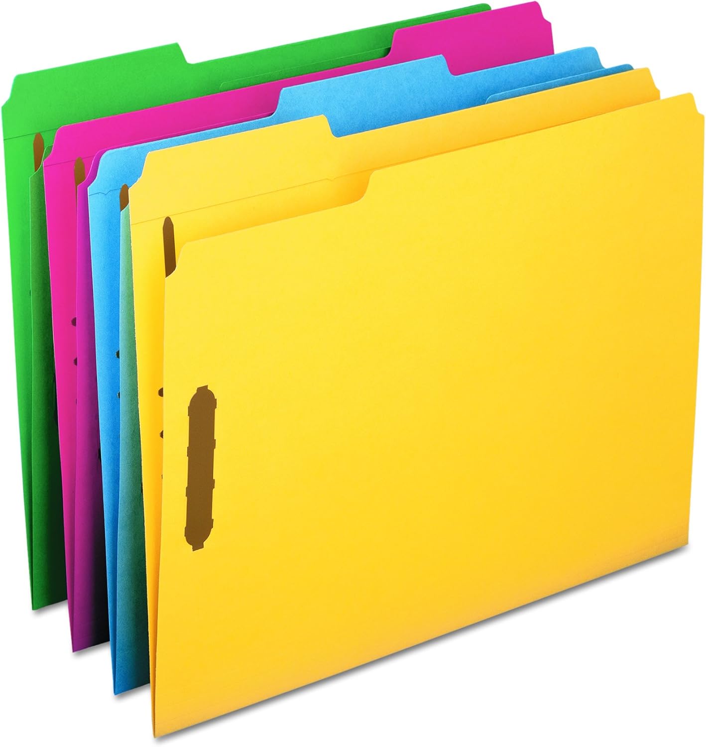 Smead Fastener File Folder, 2 Fasteners, Reinforced 1/3-cut Tab, Letter Size, Assorted Colors, 50 Per Box (11975) : Colored File Folders : Office Products