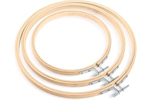 Siumir Embroidery Hoops, 3PCS 13/17/20cm Wooden Hoop Rings Adjustable Cross Stitch Hoops Round Embroidery Hoops for DIY Art C