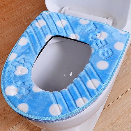 2 Paar Plüsch-WC-Sitzbezüge Mit Memory-Schaum – Weich, Dick, Rutschfest, Selbstklebend & Waschbar Für Längliche Toiletten
