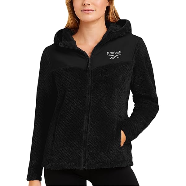 Reebok Womens Fleece Jacket - Warm Lightweight Faux Fur Sherpa