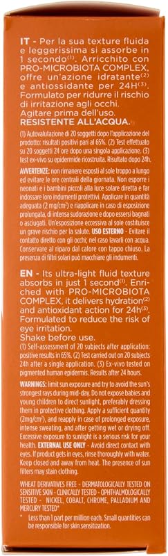 Sun System Water Touch Superfluid SPF50, Fluido Solare Viso Idratante e Antiossidante Water Resistant ad Assorbimento Immediato, 50ml