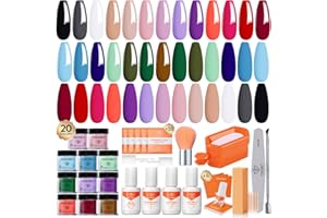 Modelones 20 Colors Dip Powder Nail Kit Starter-Ocean Nude Style Nail Dip Kit Color for DIY Manicure, Acrylic Dipping Powder Kit System with Essential Liquid Activator Dip Base and Top for Beginner