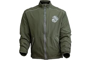 GENUINE ISSUE GI NB US Men's USMC Physical Training Jacket, Moisture-Wicking, Lightweight, Water-Resistant, Olive Drab, Made in USA…