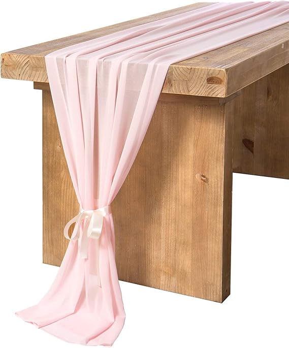 pink chiffon table runner