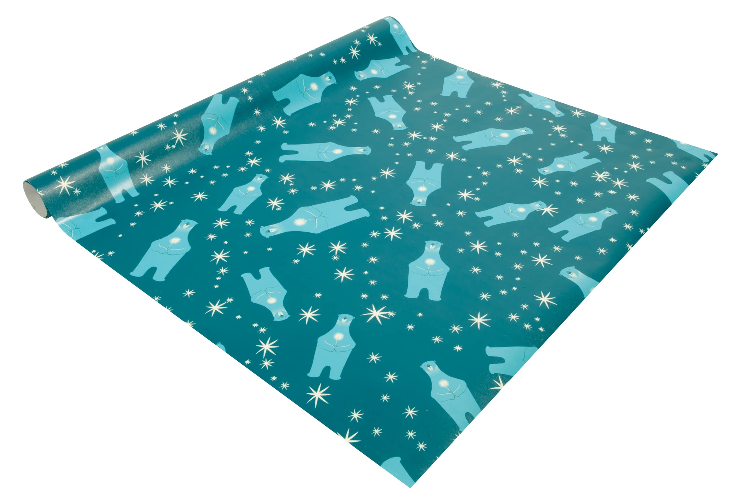 SIGEL GP119 wrap "Polar bear with candle", petrol Blue, White, 5 m x 50 cm