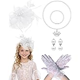 Bnsikun 5Pcs Girls Tea Party Fascinators Hats Tea Party Headband and Lace Glove Set for Girls 1920s Party
