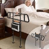 NIMOOD Bed Rails for Elderly Adults Safety, Folding Bed Rails for Seniors | Bed Side Rail with Dual Extension Legs, Adjustable Height and Width Bed Assist Rails for Seniors, Storage Bag
