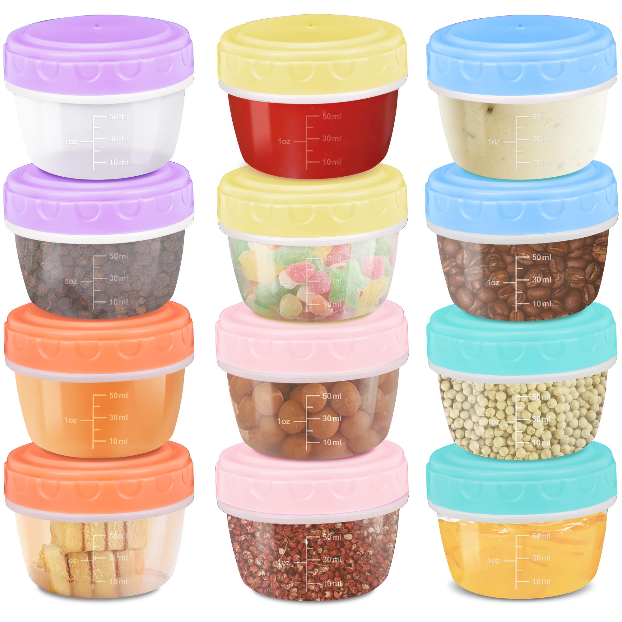 Photo 1 of 12 Pack Salad Dressing Container to Go, 2oz Condiment Containers with Lids, Leakproof Sauce Containers for Lunch Box, Reusable Dipping Sauce Cups for Bento Box