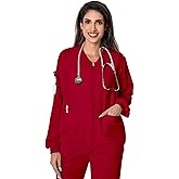 Scrub Jackets for Woman, Zip Front Nurse Jacket-4-Way Stretch Fabric Coat