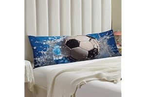 Body Pillow Cover 20x54 Soft Breathable Pillowcase Hidden Zipper Cozy Protector Microfiber Soccer Ball Water Long Pillow Case