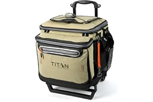 TITAN BY ARCTIC ZONE Titan Deep Freeze 60 (50+10) Can Wheeled Cooler - Collapsible Rolling Cooler with Wheels and All-Terrain Cart