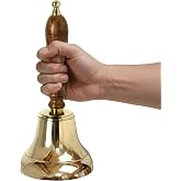 ARSUK Handbell for Adults 10.5"(H) 4"(D) - Large School Bell with Wooden Handle - Solid Brass Call Bell for Elderly at Home, Wedding, Office, Dinner, Meditation, and Service