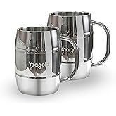 Yaagolo Insulated Beer Stein, 2 Pack 32oz Double Wall Stainless Steel Beer Stein with Handle, Insulated Stein Mug for Cold Drinks, Hot Coffee, Milk, Shatterproof Cups for Men Women