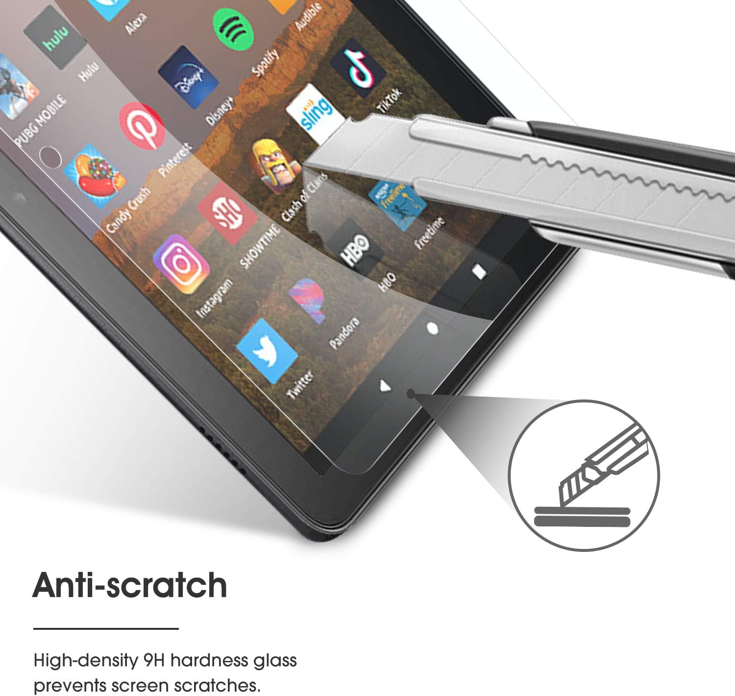 [2 pack] OMOTON Screen Protector for All-New Fire HD 8/Fire HD 8 Plus/Fire HD 8 Kids (10th Generation - 2020 Released), Tempered Glass/High Definition / 9H Hardness