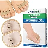 ViveSole Budin Splint Toe Straightener (Pair) - Hammer Toe Corrector for Women, Men - Crooked Toe, Joint Realign Cushion Brace for Claw, Curled - Metatarsal Support Loop Guard Alignment Corrector Wrap