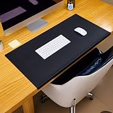 Lifup Office Desk Pad, Non-Slip PU Leather, Writing Mat with Full Grip Fixation Lip, Waterproof Table Blotter Desk Protector Black 39.4" x 16.9"
