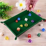 SIQUK Double Sided Dice Tray Folding Rectangle PU Leather Dark Green Velvet view 6