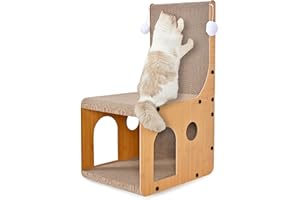 LIVINGbasics L Shape Cat Scratcher, 25.6 Inch Cat Scratching Pad with 2 Ball Toys Cat Scratcher for Wall and Furniture Protec