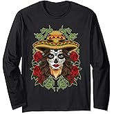 La Calavera Catrina - Santa Muerte - Sugar Skull Long Sleeve T-Shirt
