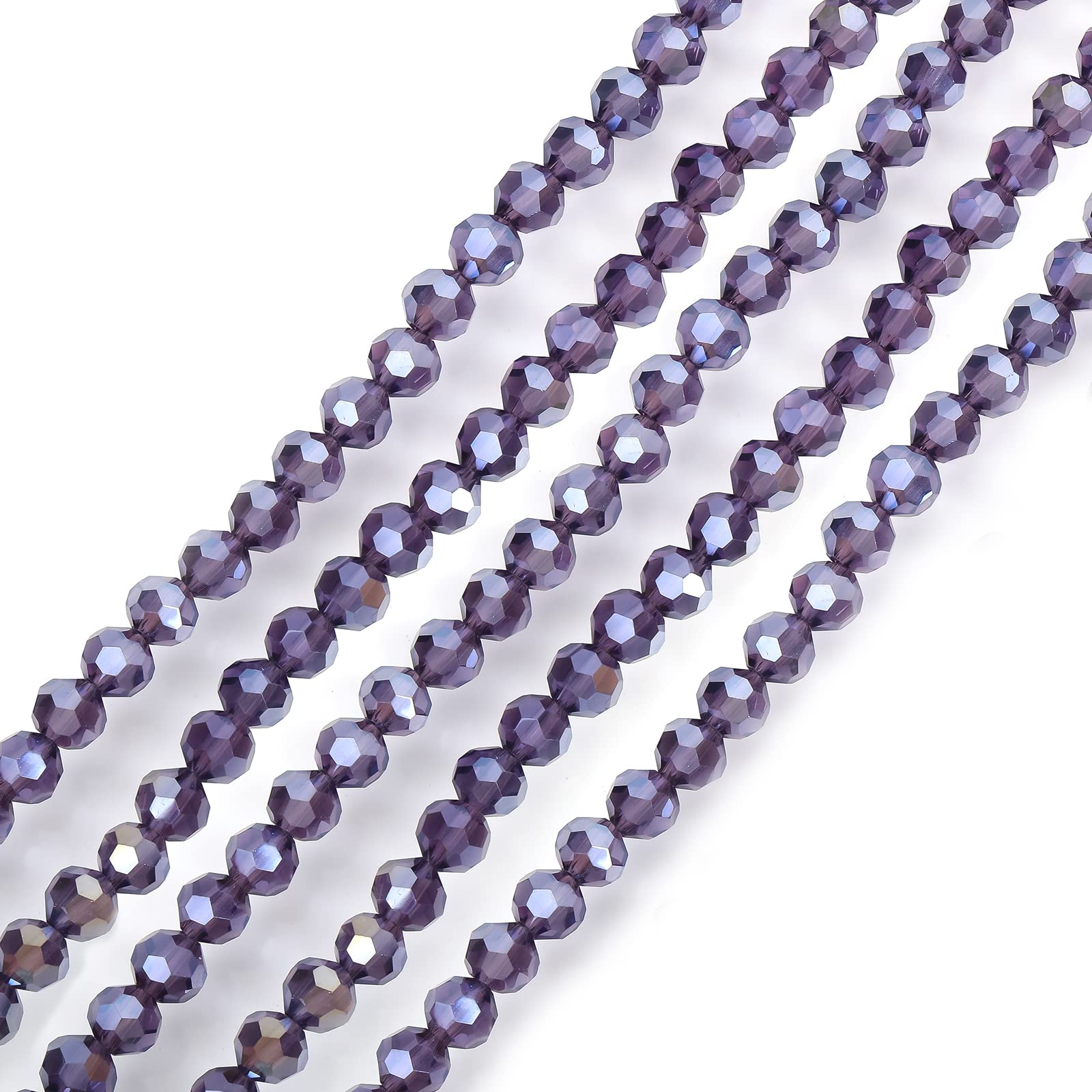 Photo 1 of 2 Strands 6mm AB Crystal Beads Cube Rondelle Beads Crystal Loose Spacer Beads Vertical Hole Crystal Beads Crystal Beads for DIY Craft Garlands Jewelry Making Party Tree Decor (AB Color),Violet