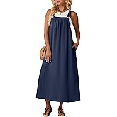 Lepunuo Summer Dresses for Women 2026 Casual Boho Overall Dress Adjustable Cover up with Pockets