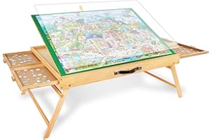 ALL4JIG 1500PCS Portable Puzzle Table with Legs, Adjustable Jigsaw Puzzle Board with 4 Drawers & Cover, 3-Tilting-Angle Jigsa