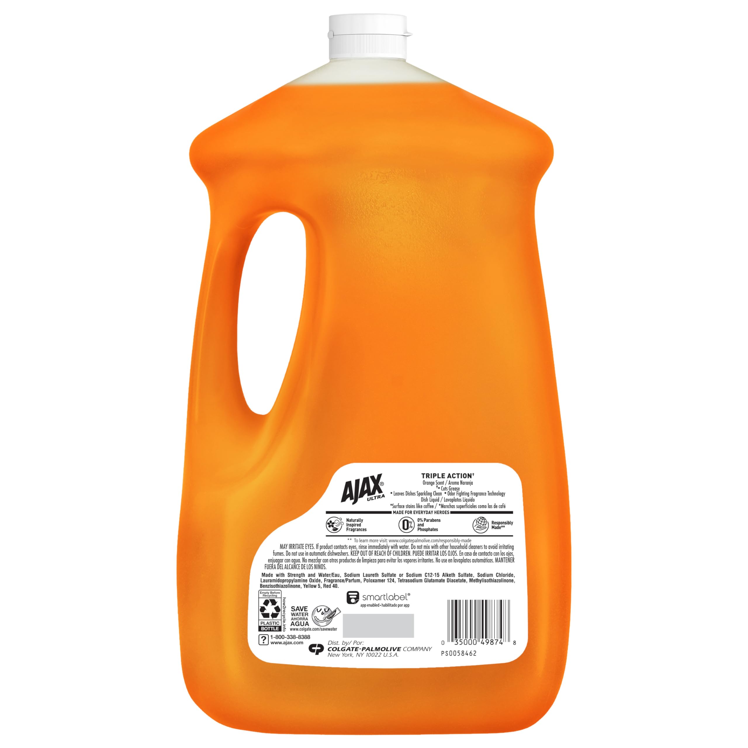 Ajax Ultra Liquid Dish Soap Orange Scent, Triple Action, 90 fl oz Bottle