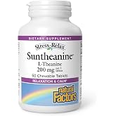 Natural Factors Suntheanine L-Theanine for Calm*, 200 mg, 60 Chewable Tabs | Pure Suntheanine L-Theanine to Support Calm Focus, Relaxation, Sleep Quality, Stress Response &amp; Nervous System Health*