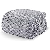 Exclusivo Mezcla Fleece Queen Blanket for Bed, Extra Large Fuzzy Light Grey Bed Blankets, Soft Cozy Plush Sofa Throws for All Seasons, 90x90 Inches