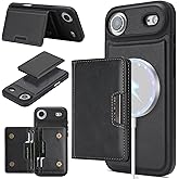 YNlinuofg Magnetic Case for iPhone Air Featuring a Detachable Wallet and Stand Design Supports Wireless Charging Crafted from PU Leather Provides Shock Protection Tailor-Made for iPhone Air (Black)