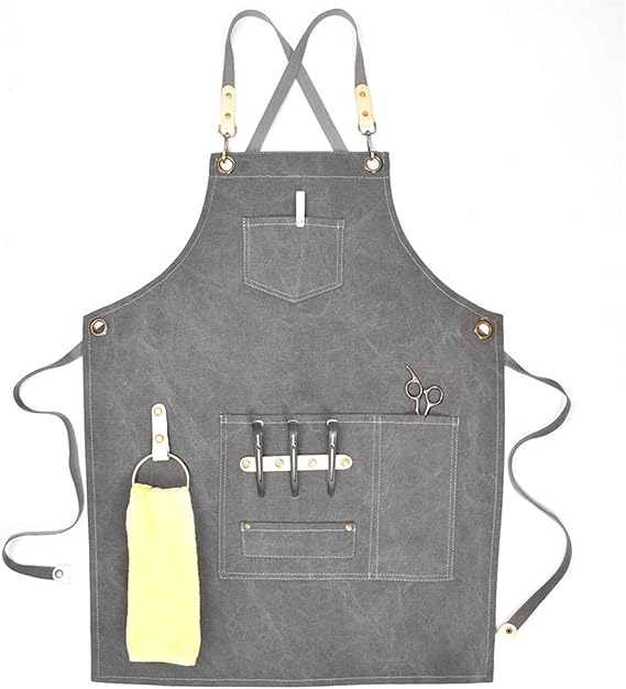 Amazon Co Jp Freie Liebe エプロン キャンバス 前掛け メンズ 女性用 ユニセックス 作業 美容師 ガーデニング シェフ カフェエプロン バー ダークグレー 服 ファッション小物
