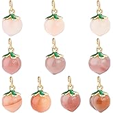 OLYCRAFT 10pcs Peach Agate Pendants Natural Agate Peach Pendants Enamel Fruit Pendants 14x10mm Pink Green Gemstone Charm for Necklace Bracelet Earrings Jewelry Making DIY Crafts