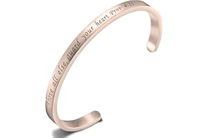 FEELMEM Bible Verse Bracelet Above All Else Guard Your Heart Prov 4:23 Cuff Bangle Bracelet Religious Jewelry Christian Gift