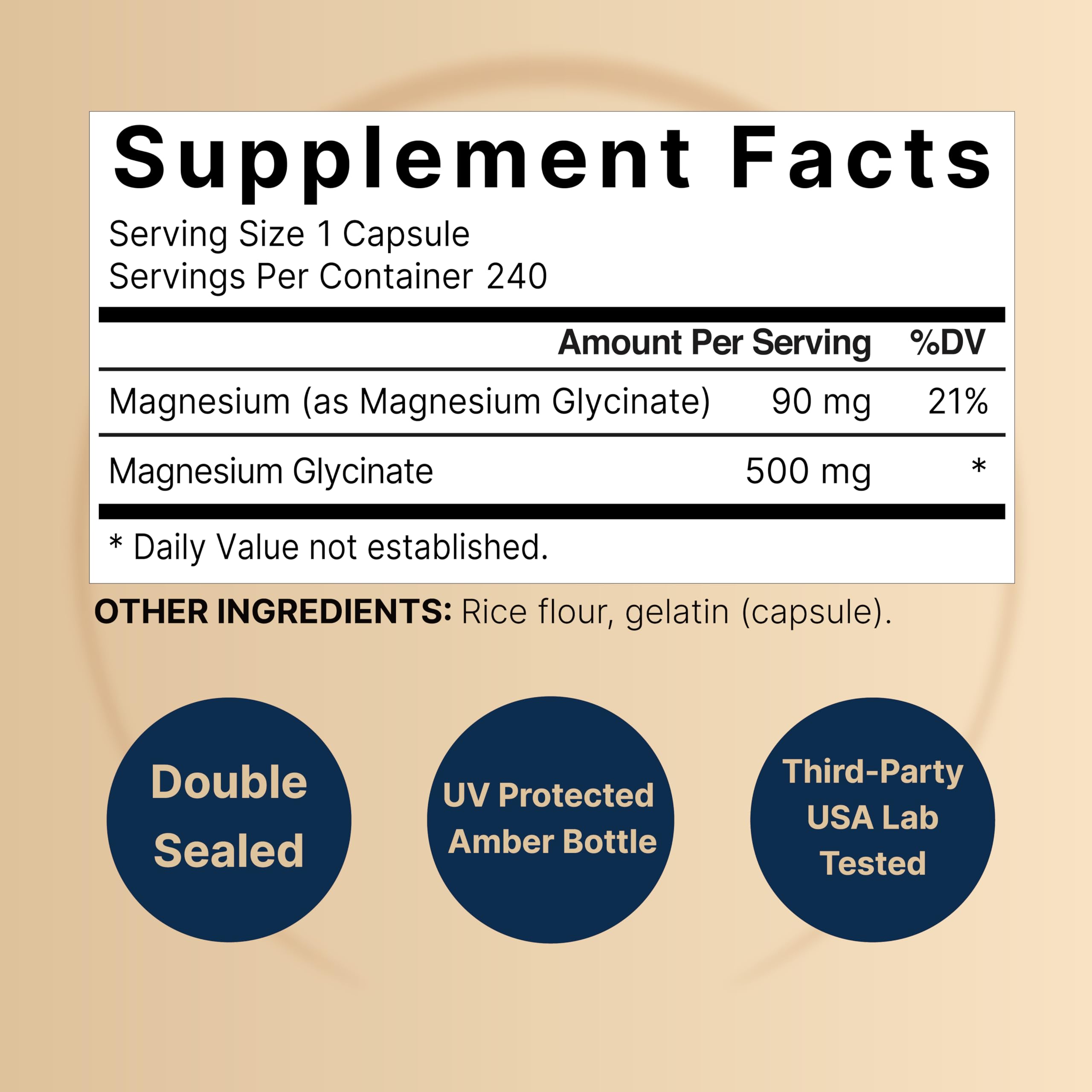 Pure Magnesium Glycinate 500mg with Fat Soluble Vitamin C, 480 Veggie Capsules (2 Pack) | Supplement for Muscle, Enzyme, & Heart Support* – 100% Chelated & Purified – Non-GMO, Filler Free