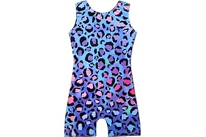 EQSJIU Gymnastics Leotards with Shorts for Girls Unicorn Rainbow Balloon Flower Sparkly Gradient Colors Biketard 1-10 Years