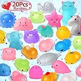 LUDILO Mochi Animal Squishies Toys 2nd Generation Glitter Mochi Squishy 20pcs Random Kawaii Mini Squishies Party Favors for K