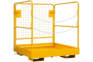 Garvee 36"x36" Forklift Safety Cage – Heavy Duty Carbon Steel Work Platform – 1200 lbs Capacity, Door Chain, Collapsible Man 