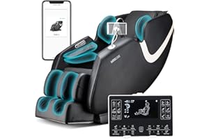 BOSSCARE 2024 Full Body Zero Gravity Massage Chair, APP Control Shiatsu Massaging Recliner with Foot Roller, Back Heated, Bluetooth Speaker, Touch Screen for Family & Friends