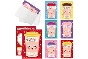 HEYINSHEN Teacher Valentine's Day Gift Card Holders Thanks A Latte Cards for Teachers with Envelopes Coffee Gift Card Holders Teacher Valentine's Day Cards From Kids School Holiday Supplies 12Pcs