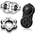 Gejoy 3 Pcs Fidget Toys Adults Set Handheld Fidgets Controller Pad Game Six Roller Chain Key Flippy Chain Autism Sensory for ADHD Add OCD Autism Anxiety Stress Relief Teen Kids(Black)