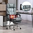 Gioiossegiola Massage Office Chair with Heat and 8 Vibration Points Big and Tall Executive Office Chair with Adjustable Headrest, Extra Wide Seat, Footrest, Padded Armrests, Reclining High Backrest